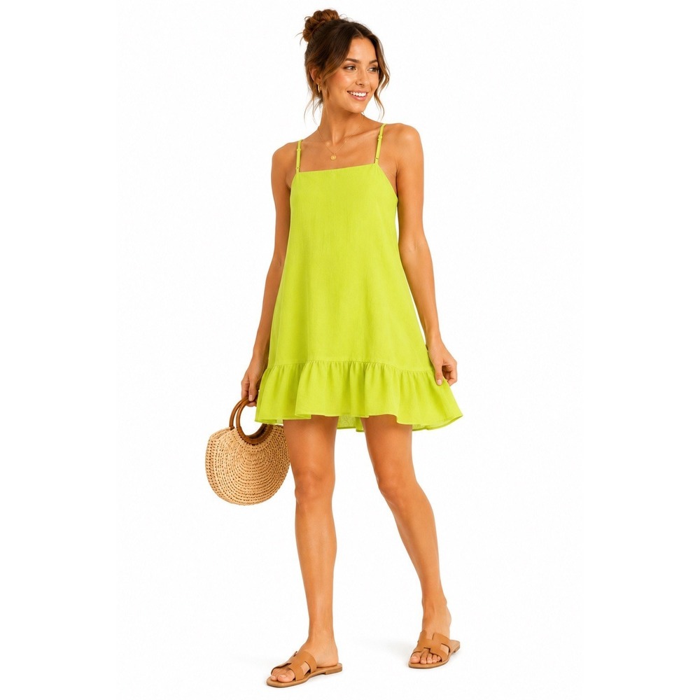 Hatch Maternity Maisie Bright Green Ruffle Hem Swing Dress Size M Bright Resort